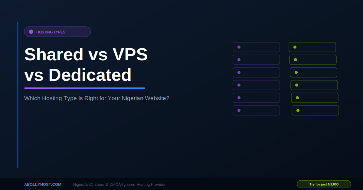 Shared vs VPS vs dedicated hosting Nigeria — AbollyHost